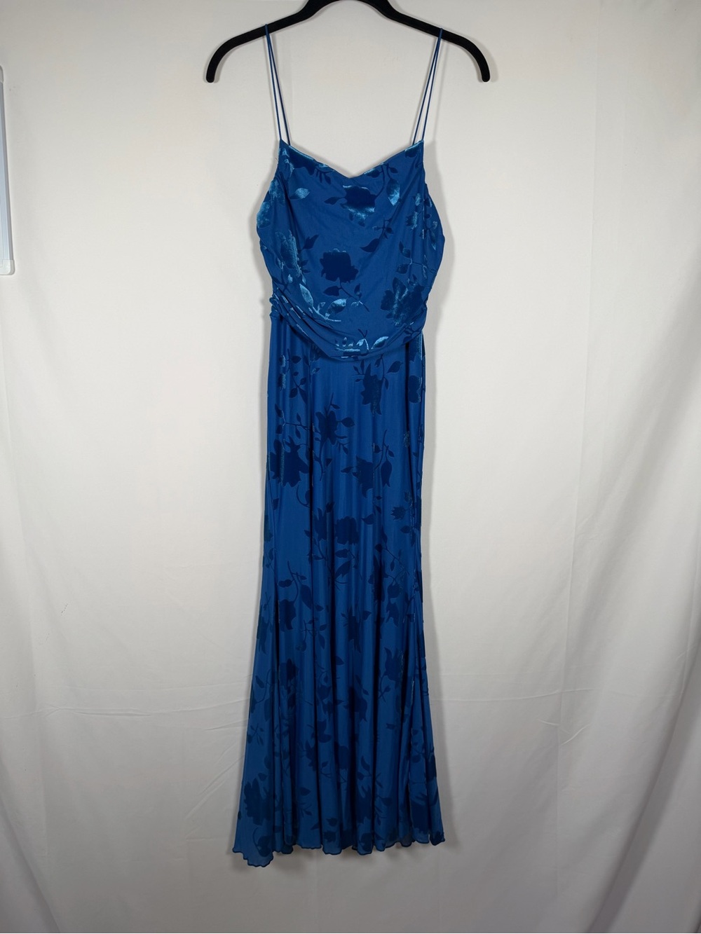 Blue Floral Velvet‎ Burnout Slip Maxi Dress Fairygrunge, wedding guest